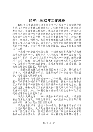 区审计局工作思路