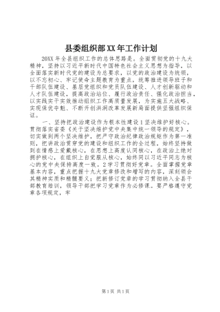 县委组织部工作计划