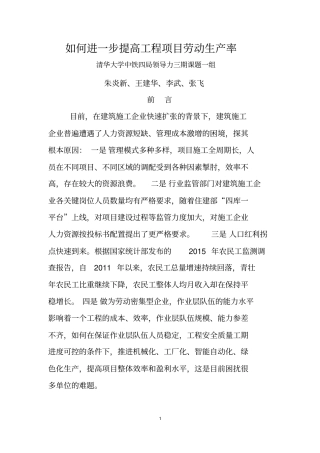 1组_如何进一步提高项目劳动生产率