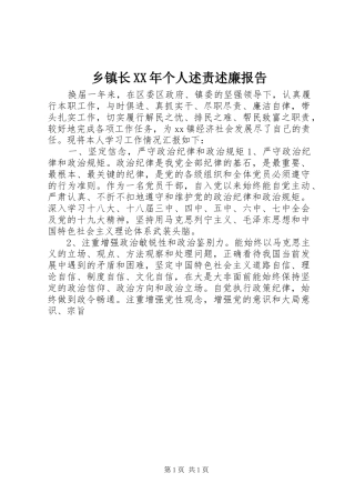 乡镇长个人述责述廉报告