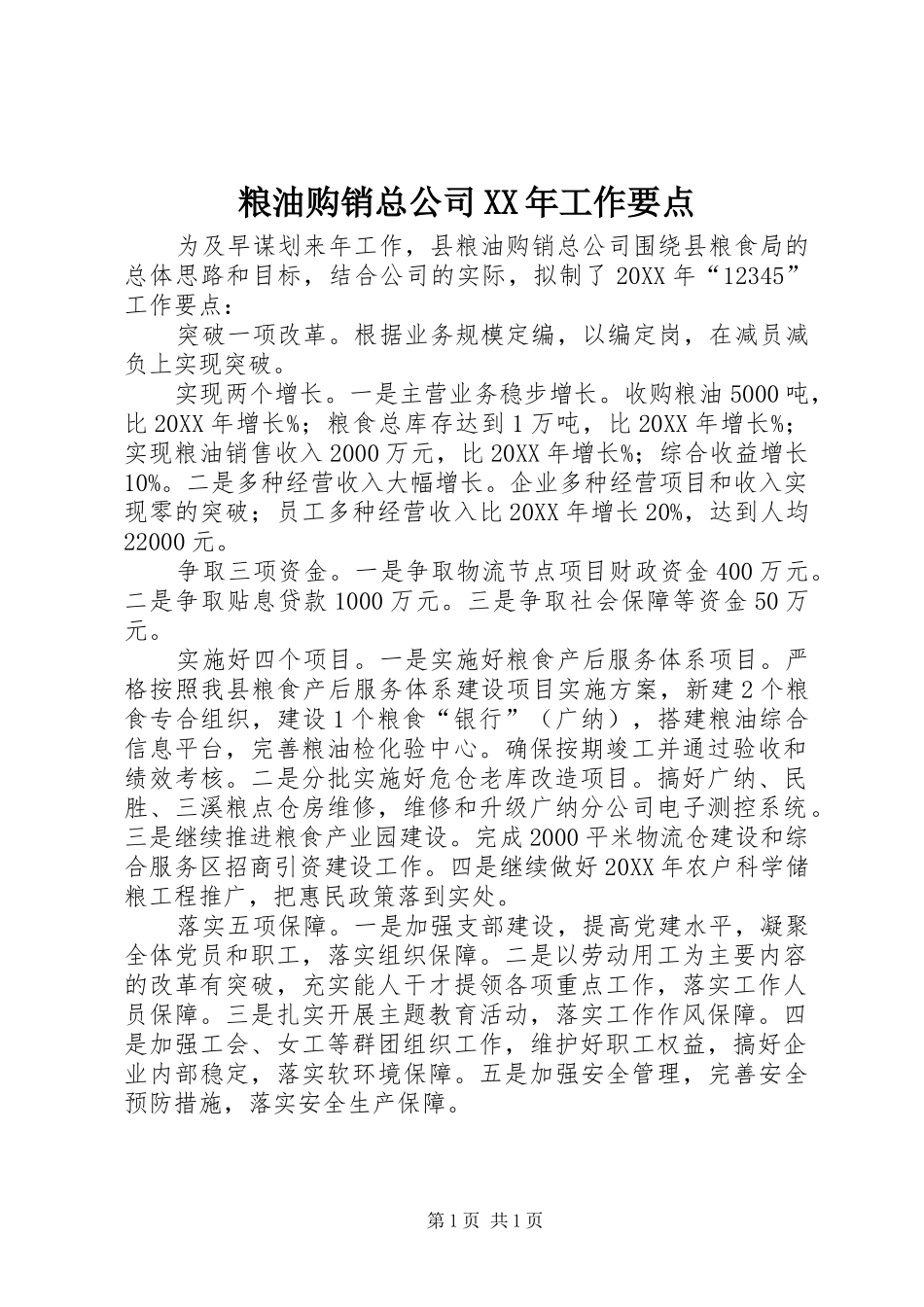 粮油购销总公司工作要点_第1页