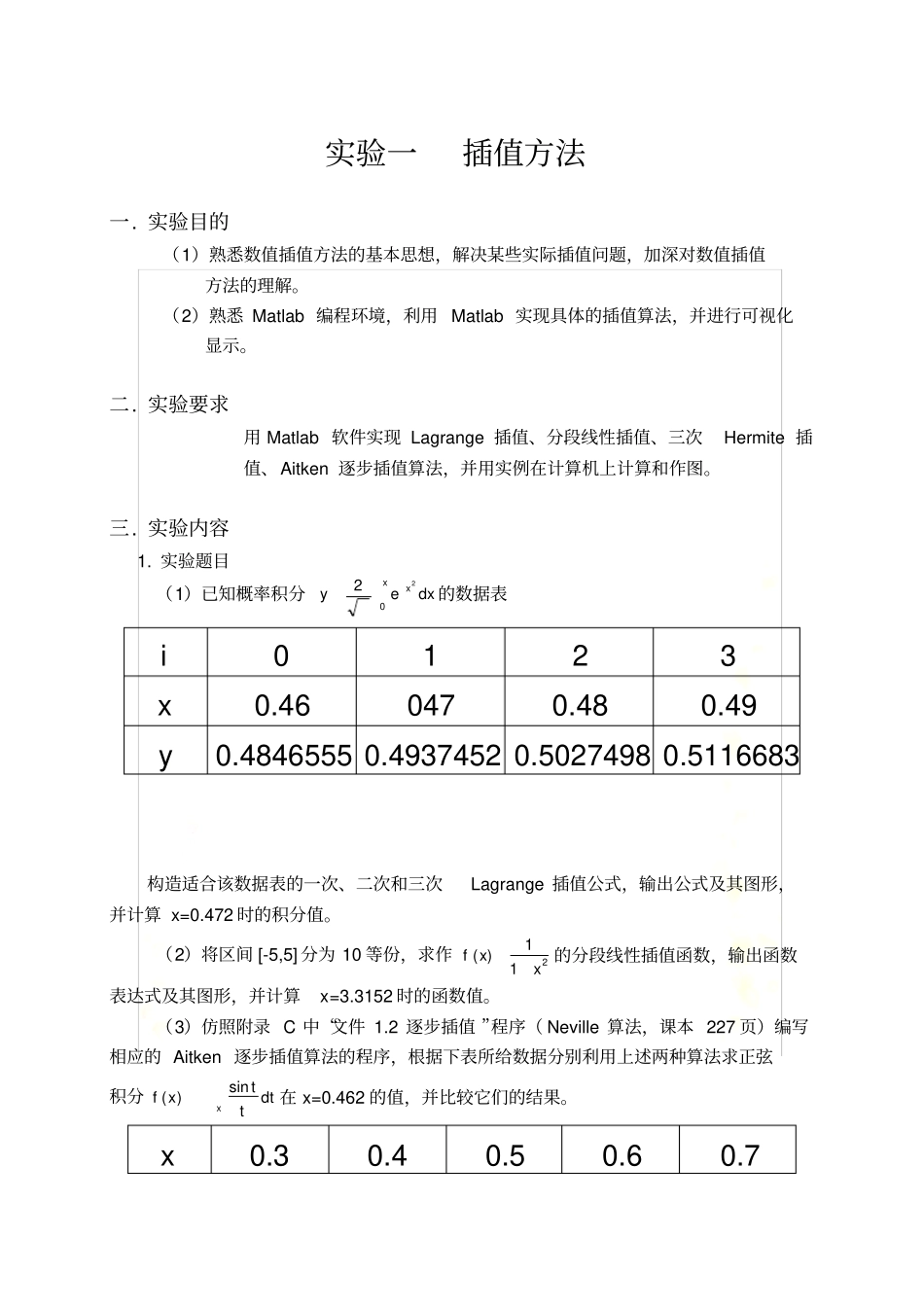 实验一-插值方法实验_第3页