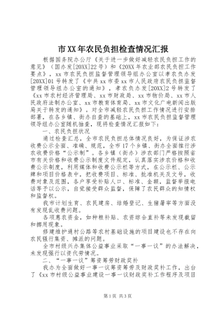 市农民负担检查情况汇报
