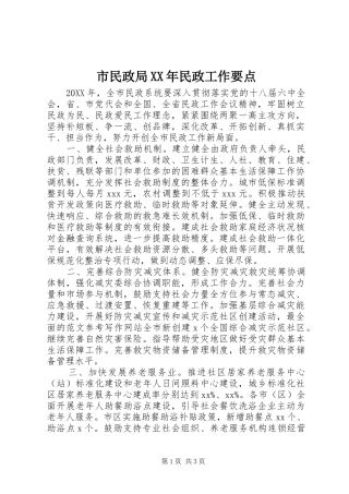 市民政局民政工作要点