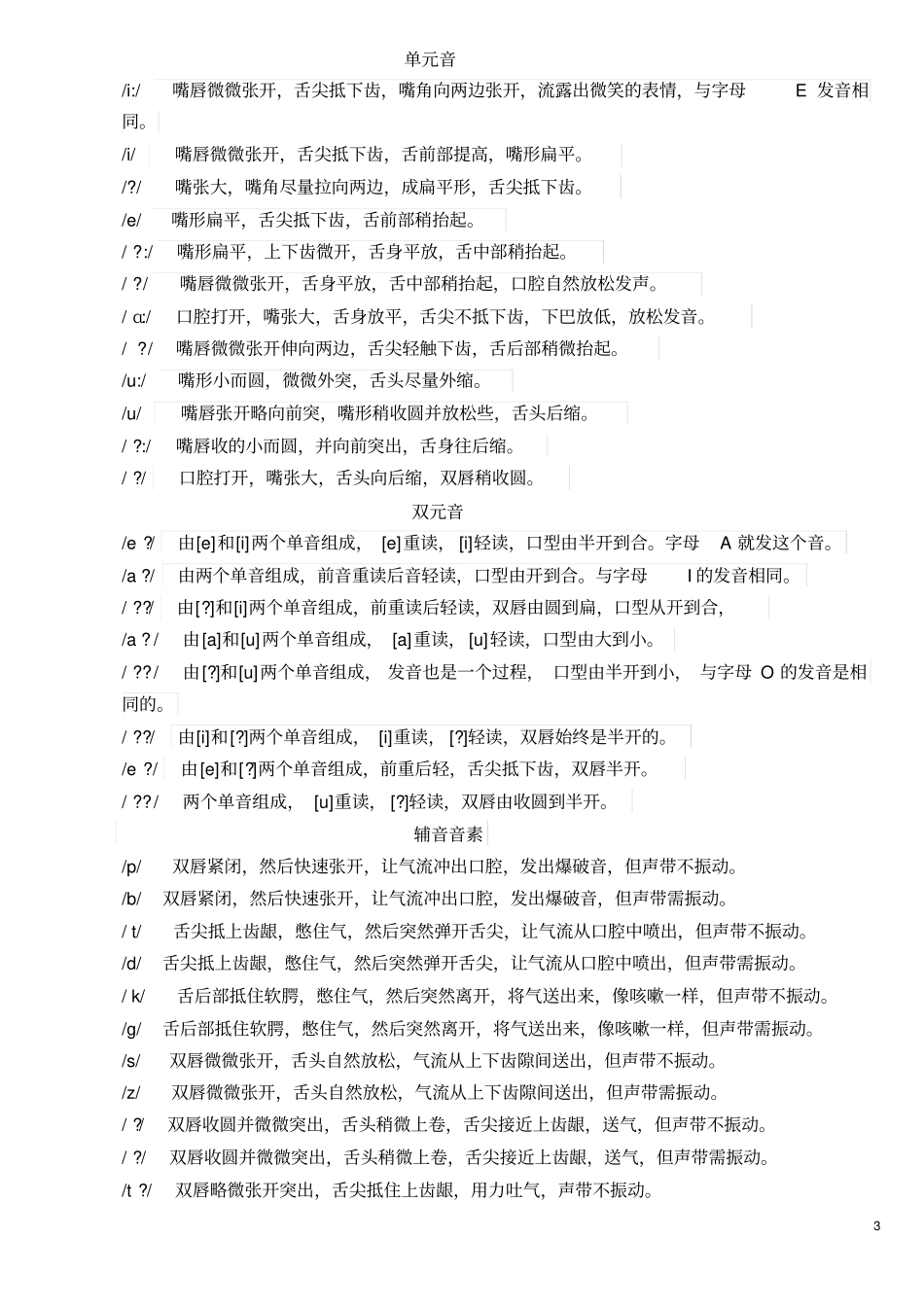 (完整word版)英语国际音标表(48个)word版_第3页