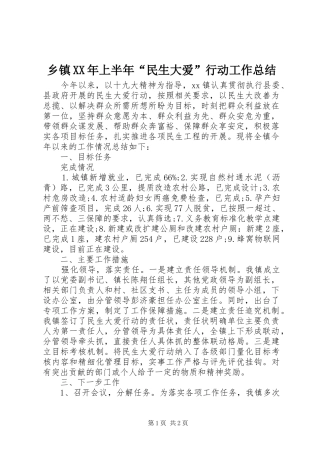 乡镇上半年民生大爱行动工作总结