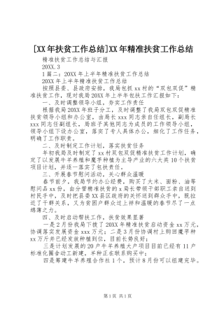 扶贫工作总结精准扶贫工作总结