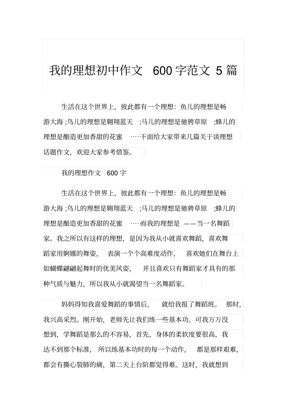 我的理想初中作文600字范文5篇_第1页