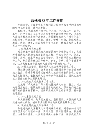 县残联工作安排