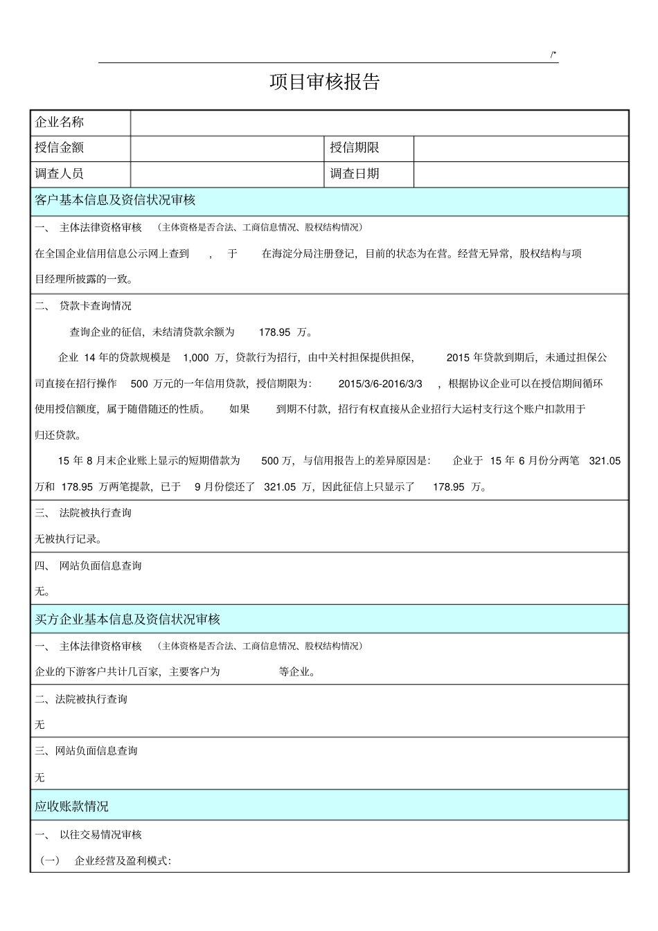 商业保理规划项目审核报告_第1页