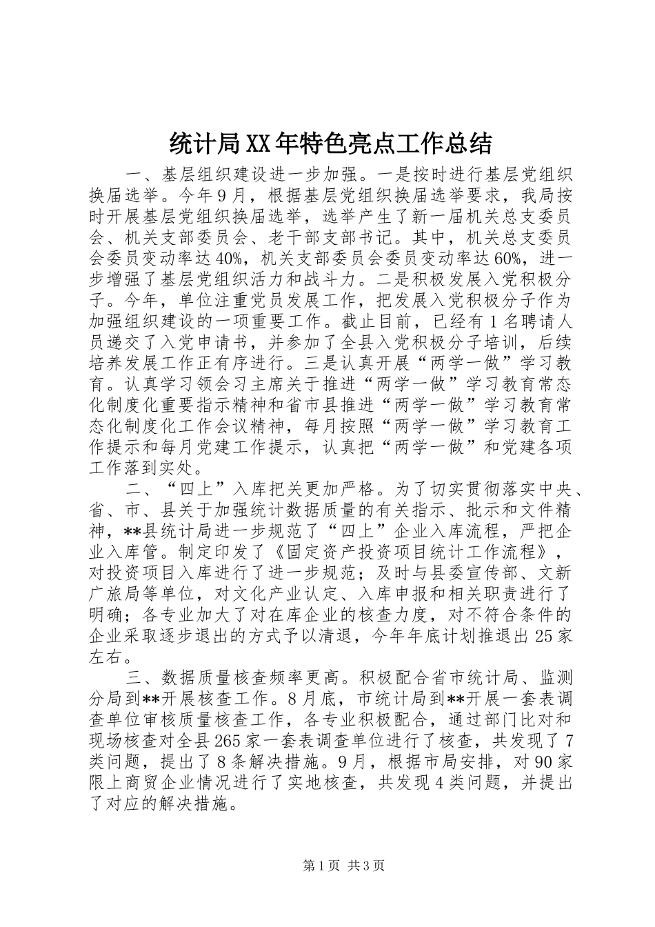 统计局特色亮点工作总结_第1页