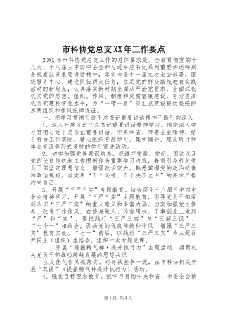 市科协党总支工作要点