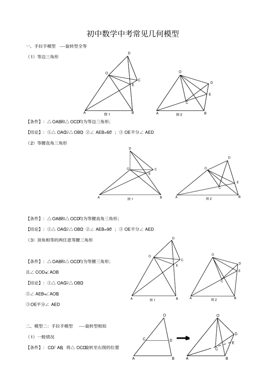 初中数学中考常见几何模型_第1页
