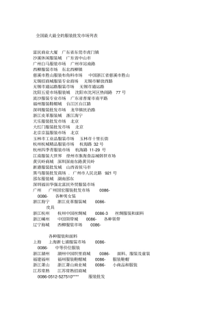 全国最大最全的服装批发市场列表