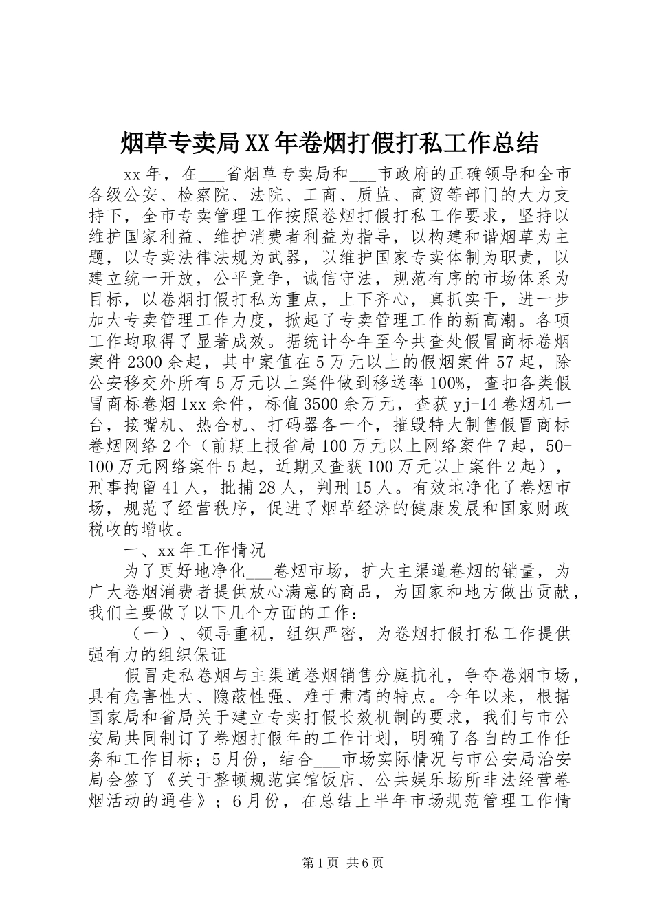 烟草专卖局卷烟打假打私工作总结_第1页
