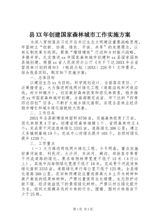 县创建国家森林城市工作实施方案
