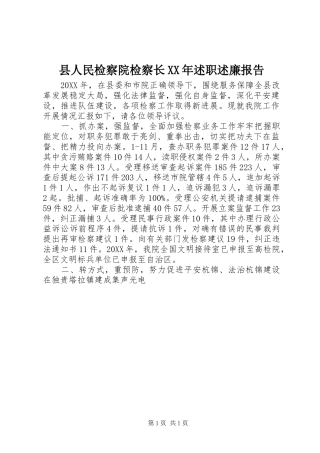 县人民检察院检察长述职述廉报告