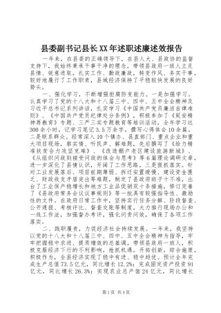 县委副书记县长述职述廉述效报告