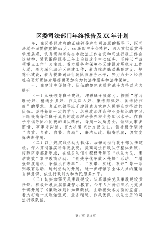 区委司法部门年终报告及计划