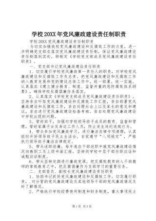 学校党风廉政建设责任制职责