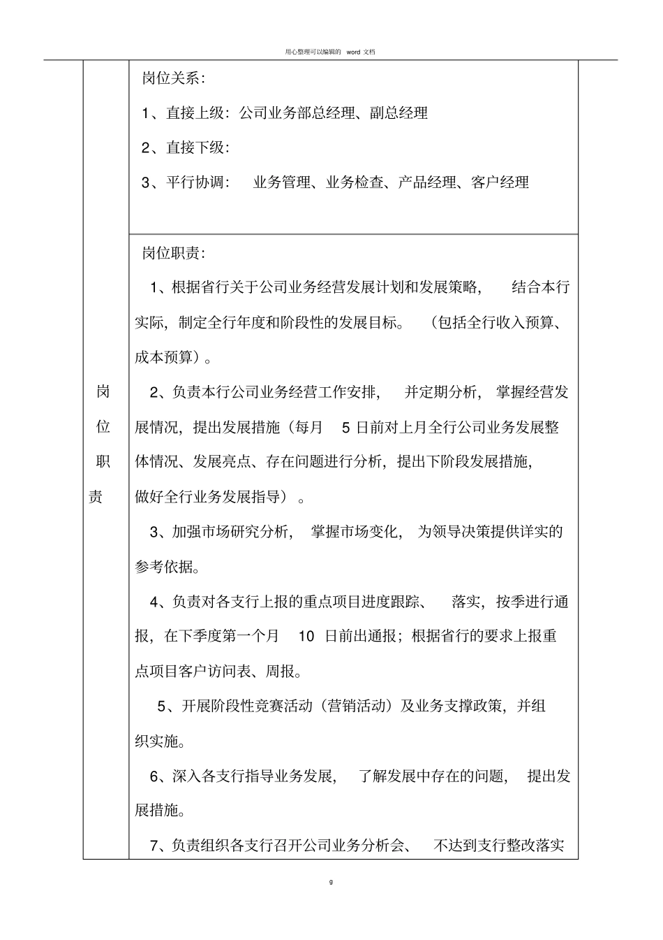 商业银行公司业务部各岗位职责_第3页