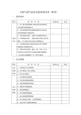 天然气加气站安全检查内容(参考)