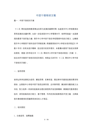 中层干部培训方案