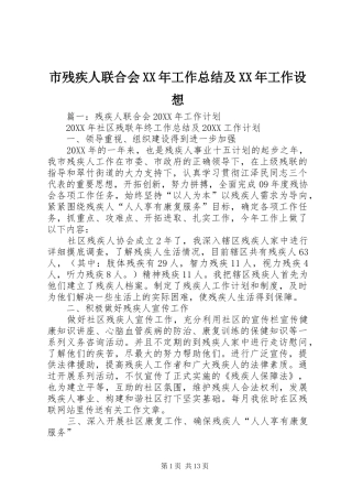 市残疾人联合会工作总结及工作设想