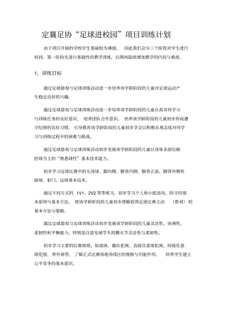 小学阶段足球训练目标内容