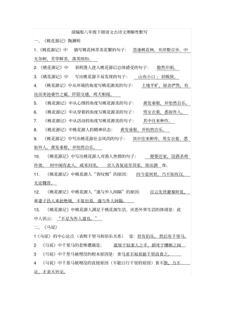 2018-2019学年部编人教版八年级语文下册古诗文理解性默写(含答案)