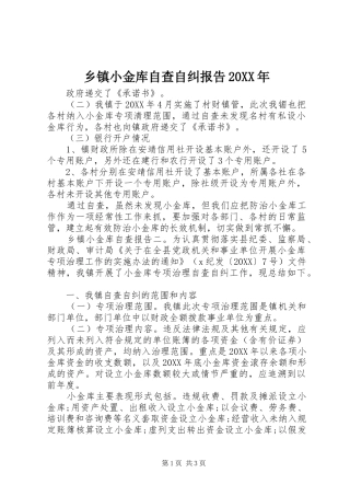 乡镇小金库自查自纠报告