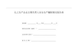 主要负责人安全生产履职情况报告表