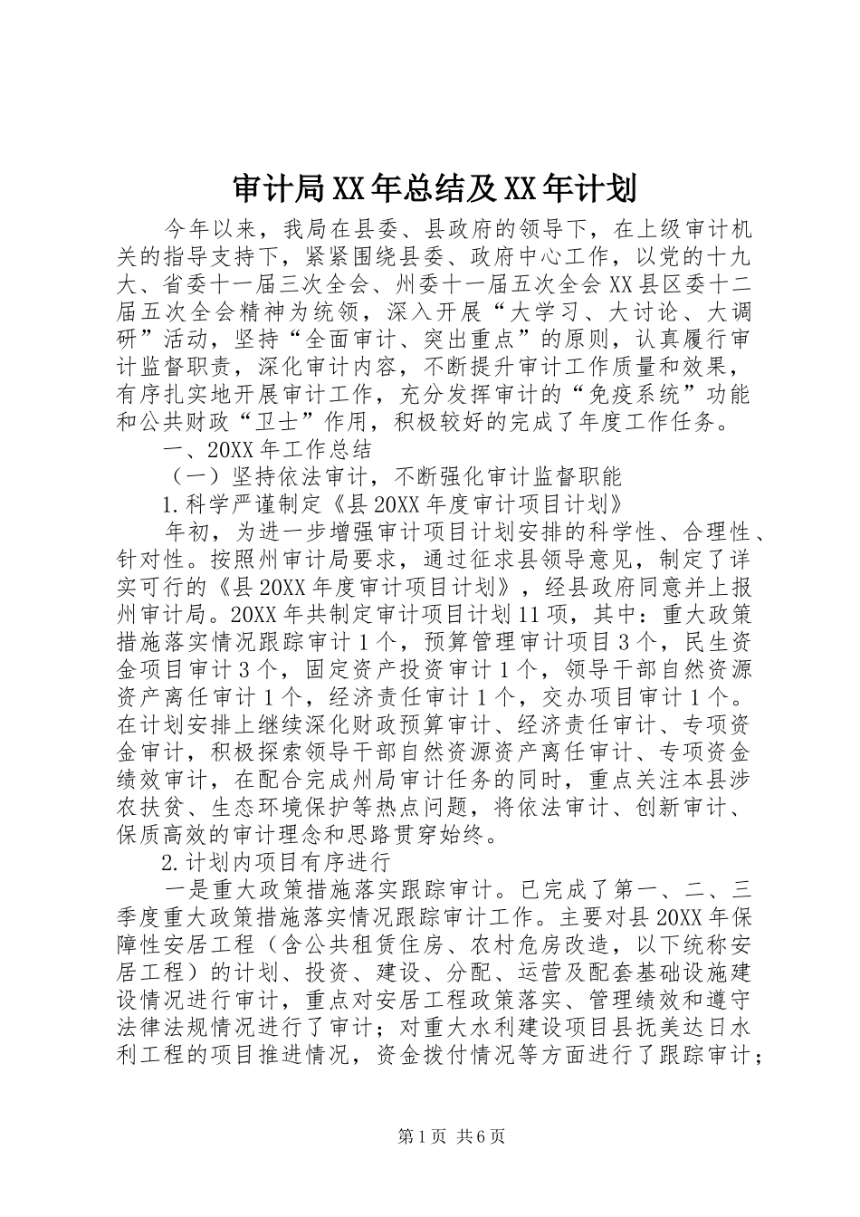 审计局总结及计划_第1页