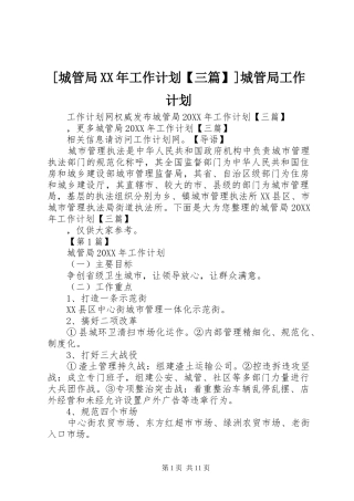 城管局工作计划三篇城管局工作计划