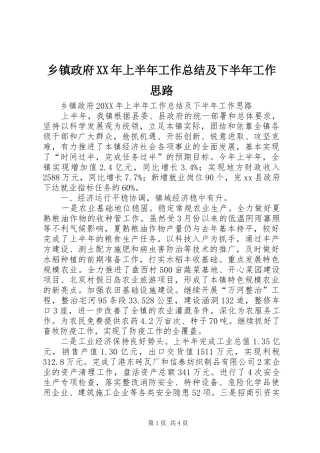 乡镇政府上半年工作总结及下半年工作思路