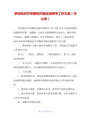 学校延迟开学期间开展在线教学工作方案(中小学)