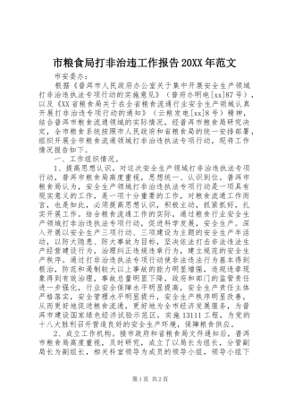 市粮食局打非治违工作报告范文
