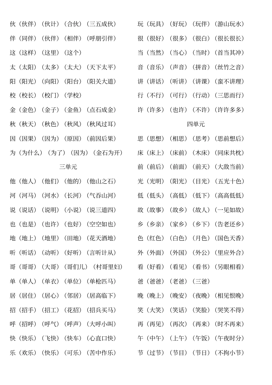 小学一年级下册语文生字词总结_第3页