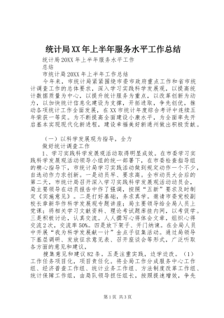 统计局上半年服务水平工作总结