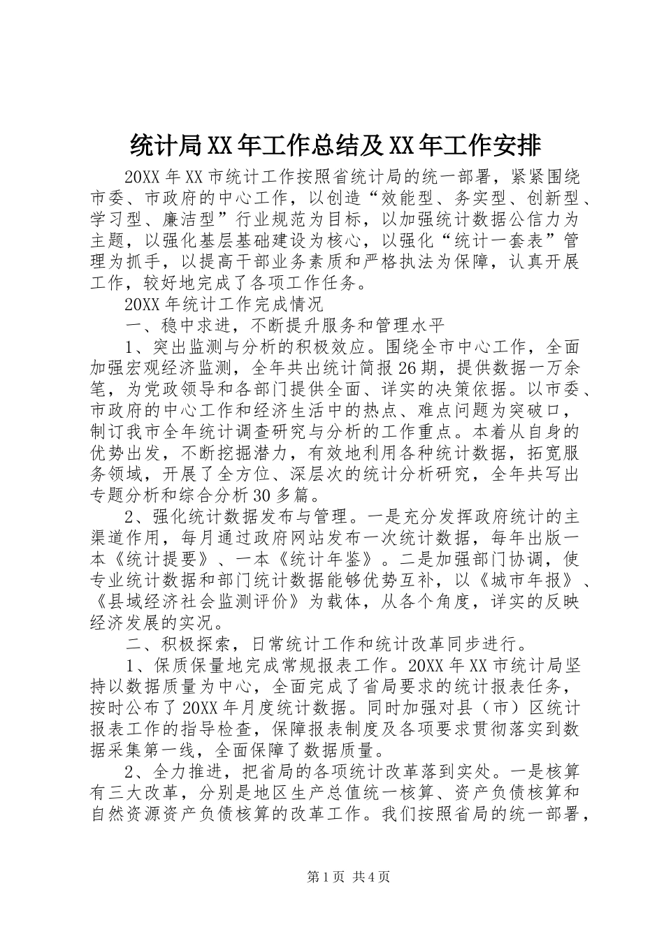 统计局工作总结及工作安排_第1页