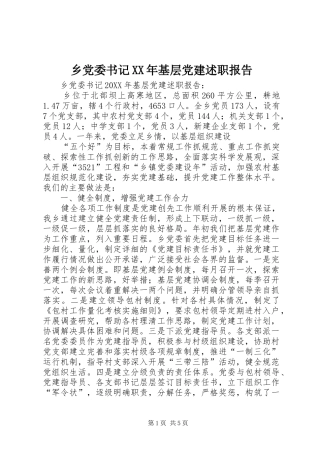 乡党委书记基层党建述职报告