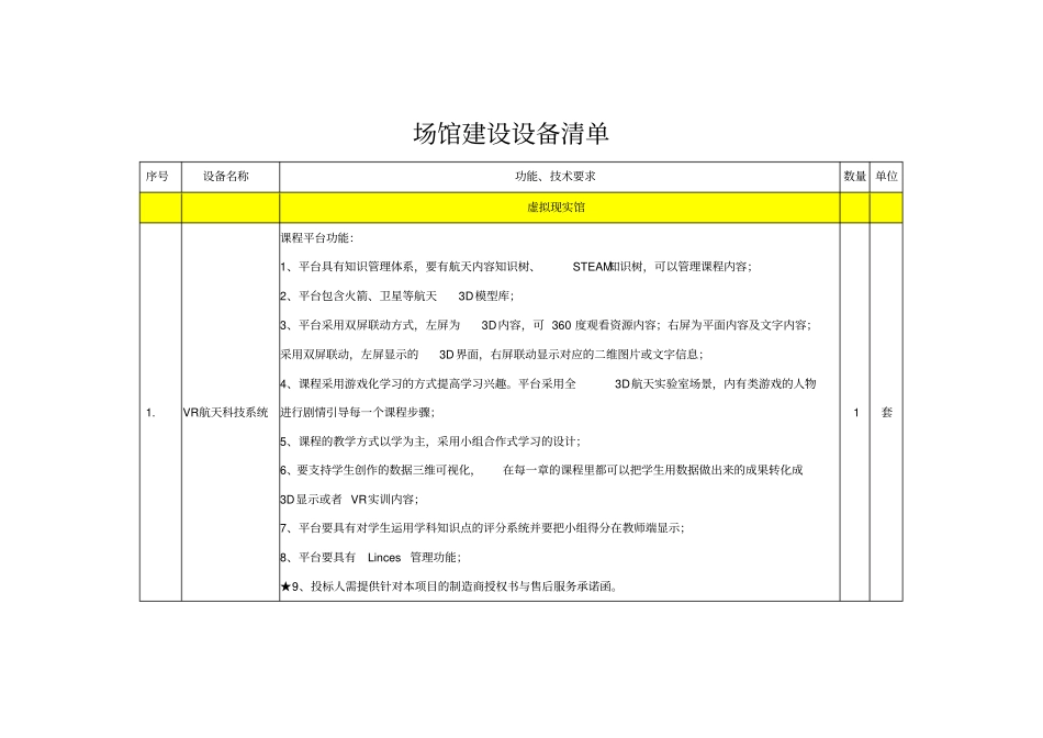 场馆建设设备清单_第1页