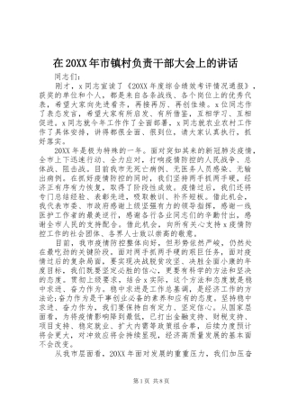 在市镇村负责干部大会上的致辞