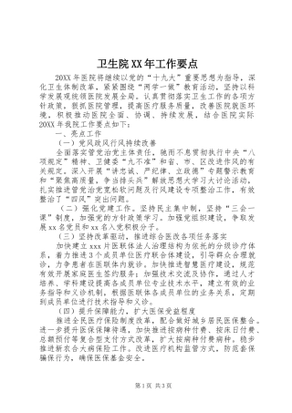 卫生院工作要点