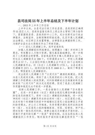 县司法局上半年总结及下半年计划