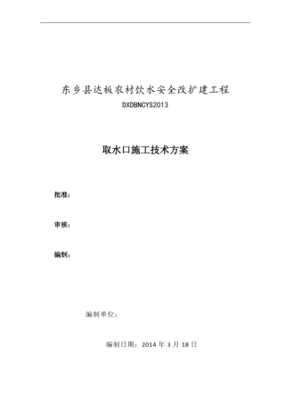 取水口(大口井)技术方案