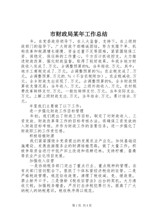 市财政局工作总结