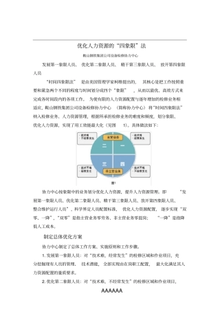 优化人力资源的“四象限”法
