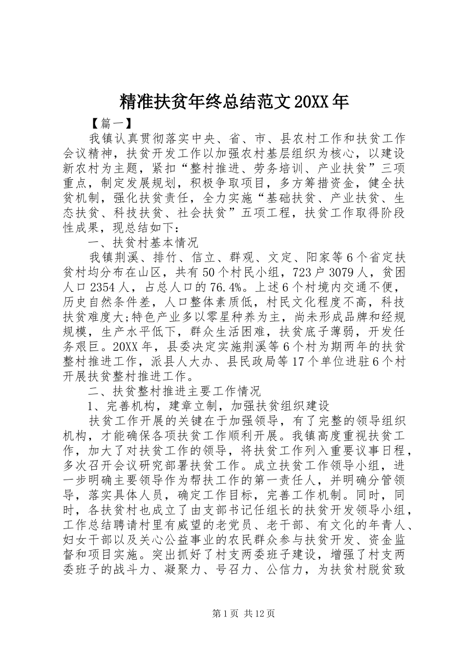 精准扶贫年终总结范文_第1页