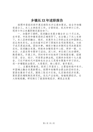 乡镇长述职报告